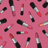 Seamless pattern with beauty lipsticks.
