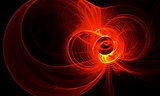 Abstract figure from round, red waves and plasma. Fractal art graphics