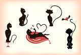 Abstract stylized cats in different poses. EPS10 vector illustration