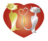 Cats in love with heart. EPS10 vector illustration