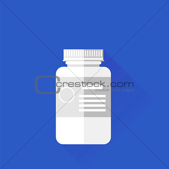 Pill  White Plastic Bottle