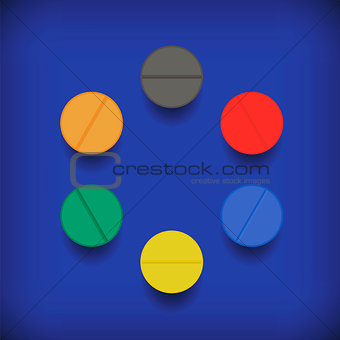 Set of Colorful Pills