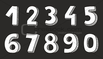 White vector numbers isolated on black background