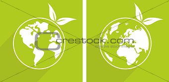 Earth day vector icon with green planet
