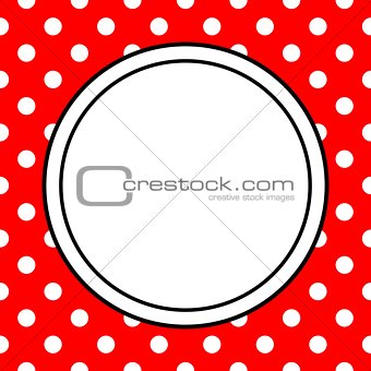 Vector frame with polka dots on red background