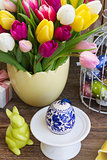 Spring flowers with easter egg