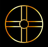 Golden southern cult solar cross symbol
