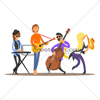 Musicians on the Stage. Vector Illustration