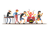 Musicians on a Concert. Vector Illustration