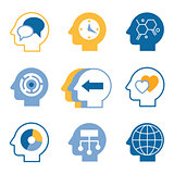 Head brain vector icons
