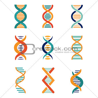 DNA, genetics vector icons