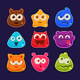 Cute jelly characters with different emotions