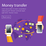 Mobile money transfer vector concept.