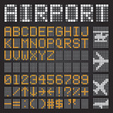 Set of letters on a mechanical timetable, airport symbols