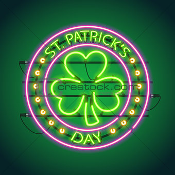 St Patricks Day Round Neon Sign