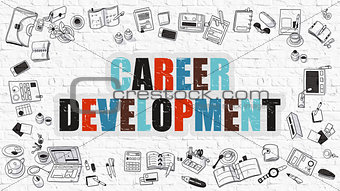 Career Development on White Brick Wall.