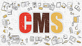 CMS Concept. Multicolor on White Brickwall.