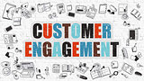Customer Engagement Concept with Doodle Design Icons.
