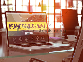 Laptop Screen with Brand Development Concept.