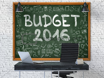 Budget 2016 - Hand Drawn on Green Chalkboard.