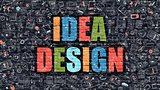 Idea Design Concept. Multicolor on Dark Brickwall.