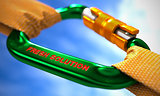 Fresh Solution on Green Carabiner between Orange Ropes.