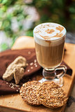 coffee latte cup with cookies