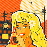 Pop Art Style Girl With Phone