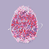 Easter background with egg and spring flower