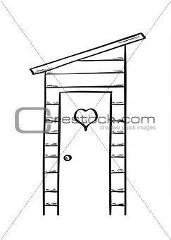 sketch of the wooden latrine