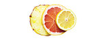 Fruity composition made with slices of lemon, ananas and gapefruit