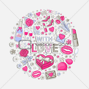 With love sticker  set  in circle