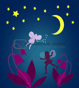 Moonlit Night with Fairies