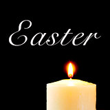 a lit candle and the text easter