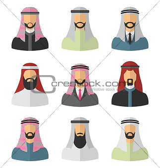Set Arabic Men Flat Icons