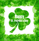 Happy Saint Patricks Day Watercolor Background with Clover