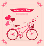 Bicycle with balloons and hearts Romantic Birthday card