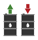 black oil barrel with red and green arrows