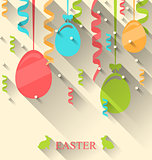 Easter Background with Colorful Eggs and Serpentine