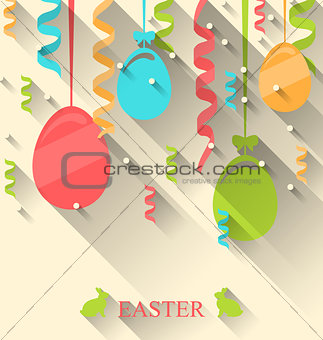 Easter Background with Colorful Eggs and Serpentine