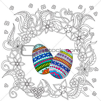 eggs decoration with doodle flowers