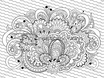 doodle flowers, herb and mandalas