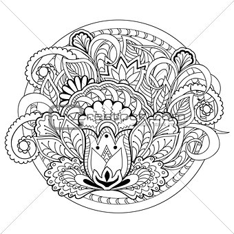 doodle flowers, herb and mandalas