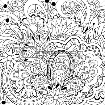 zen doodle flowers, herb and mandalas