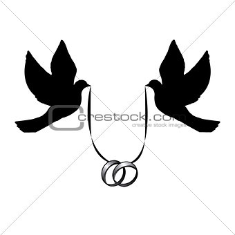 doves with wedding rings