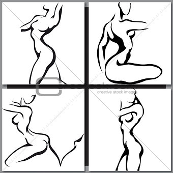 Set of woman silhouettes.