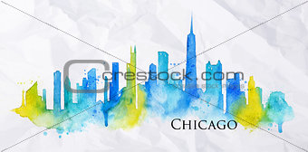 Silhouette watercolor Chicago