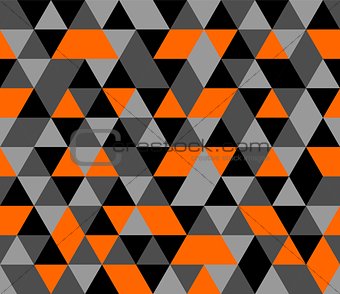 Tile vector background with orange, black and grey triangle geometric mosaic