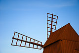Detail of an old wooden windmill