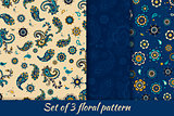 Set of 3 floral seamless pattern